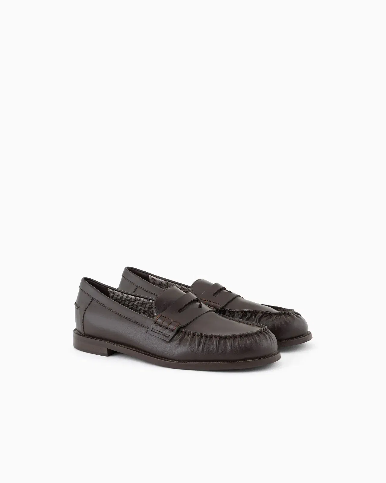Emporio Armani Smooth Leather Loafers Brown