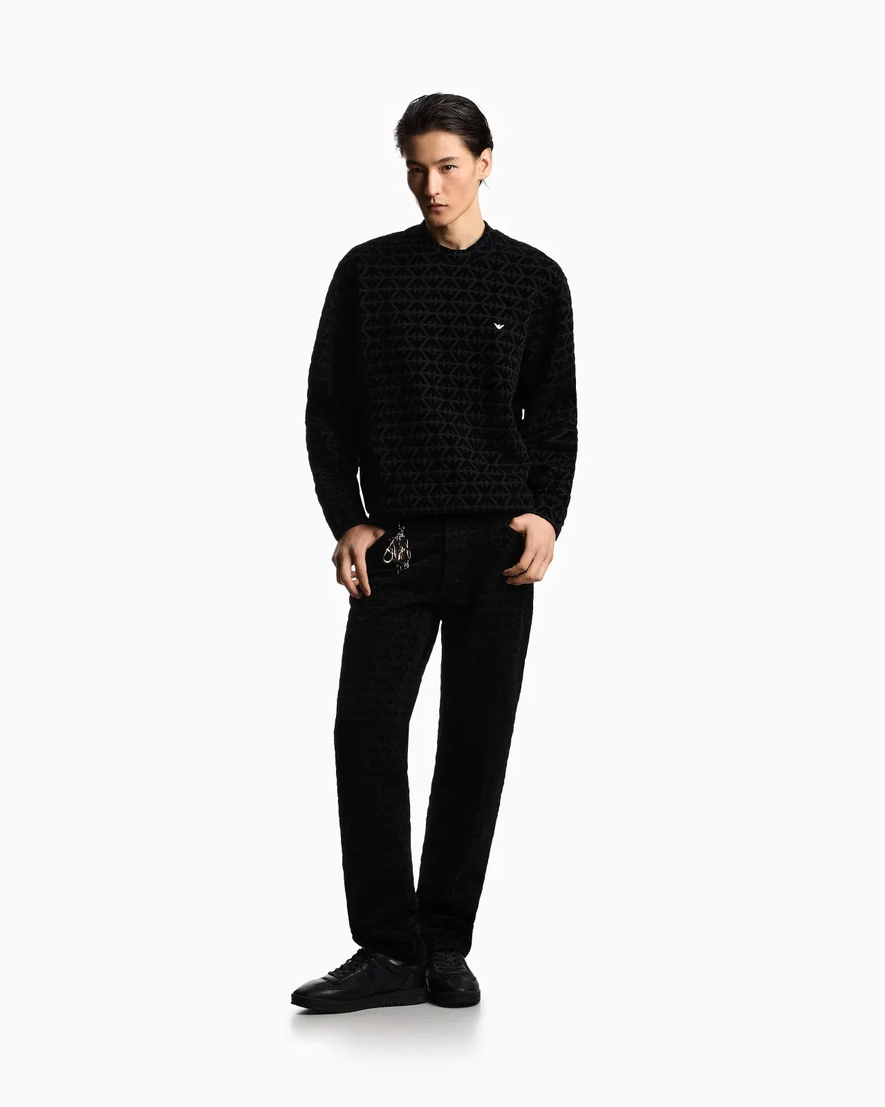 Emporio Armani Lunar New Year double-jersey sweatshirt with all-over flocked eagles