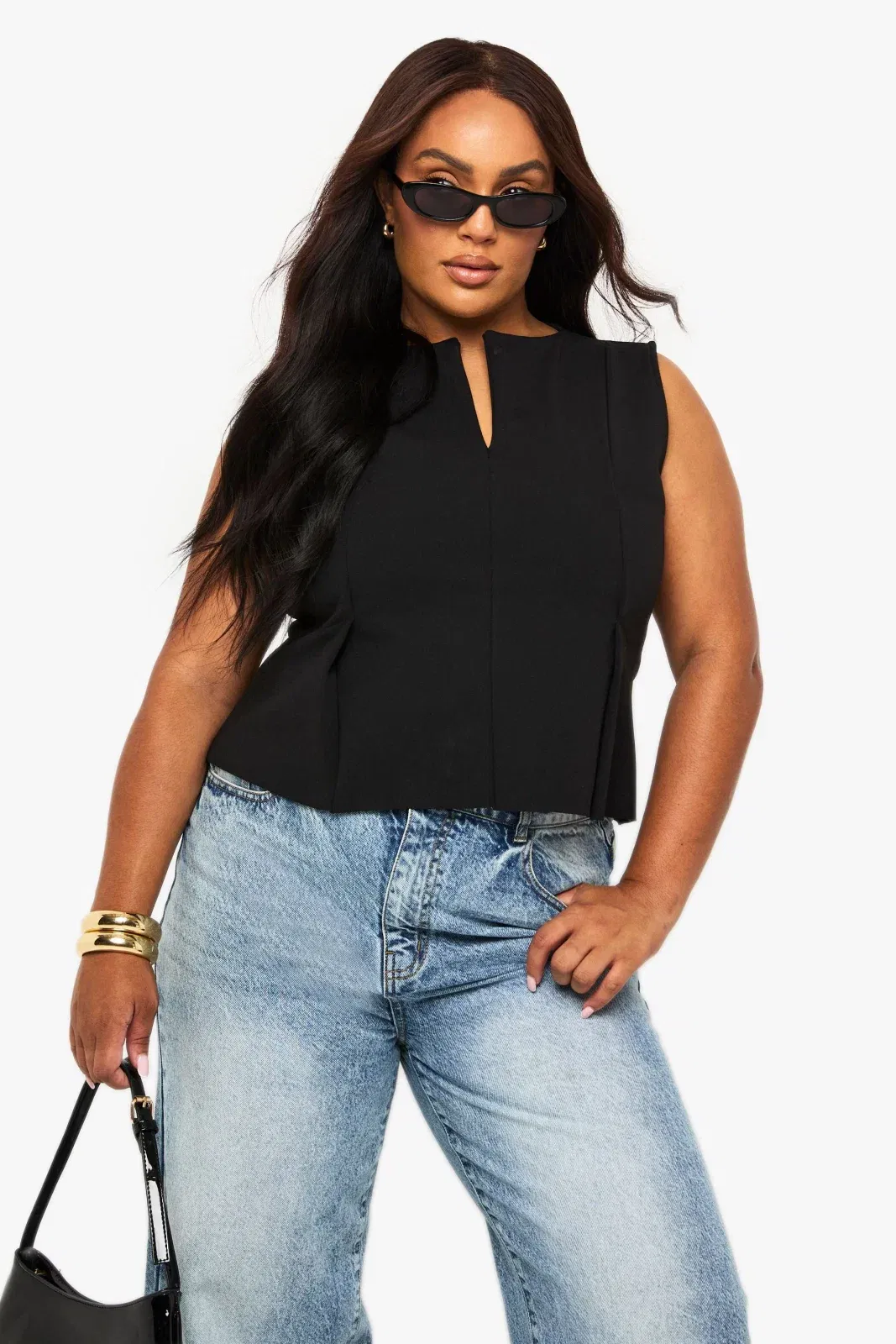 Plus Structured Peplum Hem Top