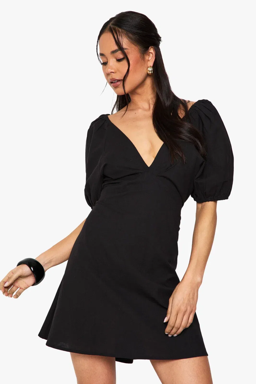 Linen Tie Back Mini Dress