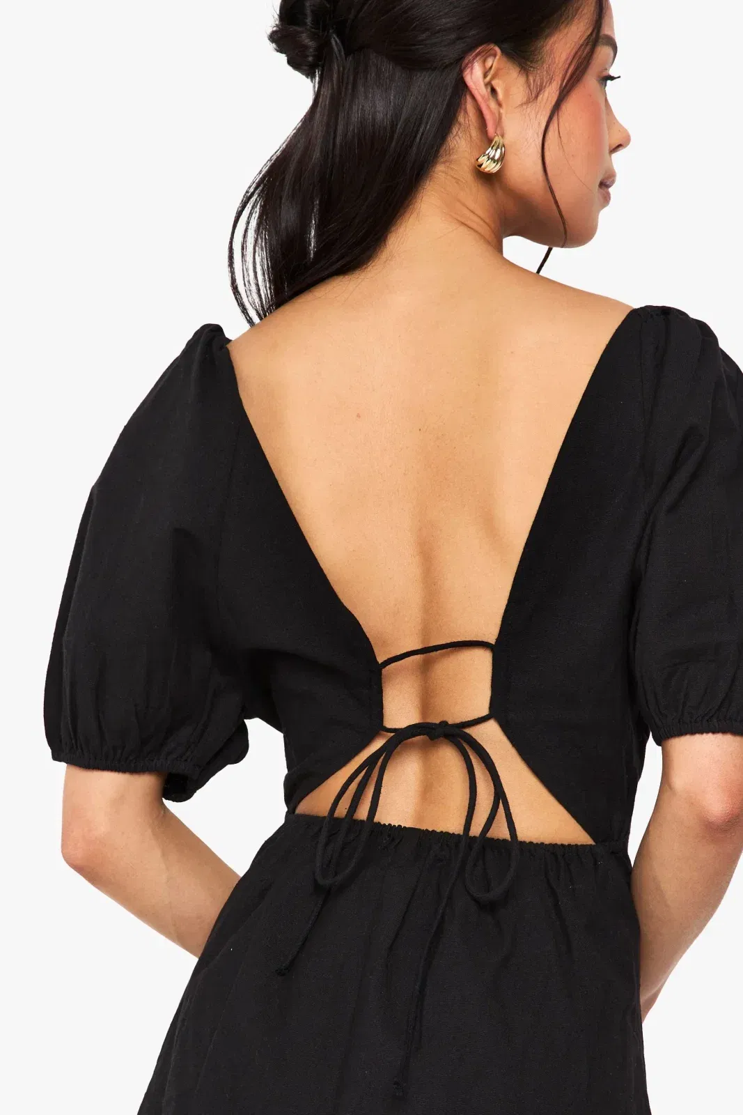 Linen Tie Back Mini Dress