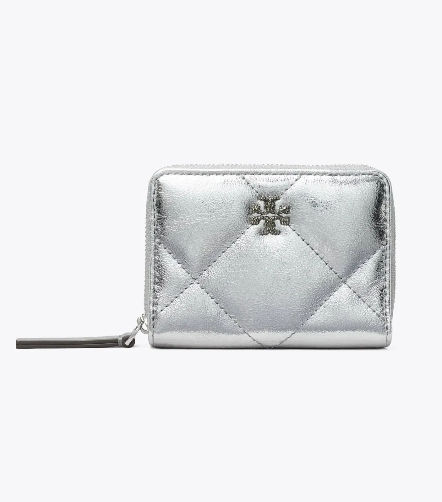 Small Kira Diamond Quilt Metallic Zip-Around Wallet