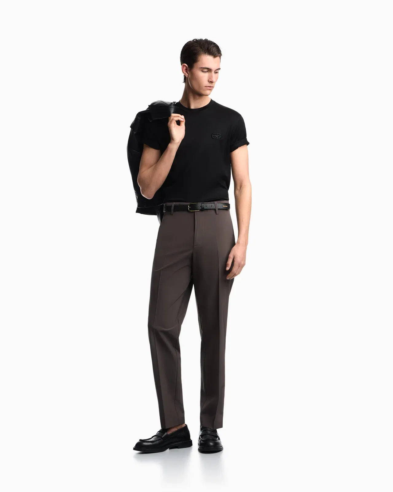 Emporio Armani Nylon viscose blend trousers