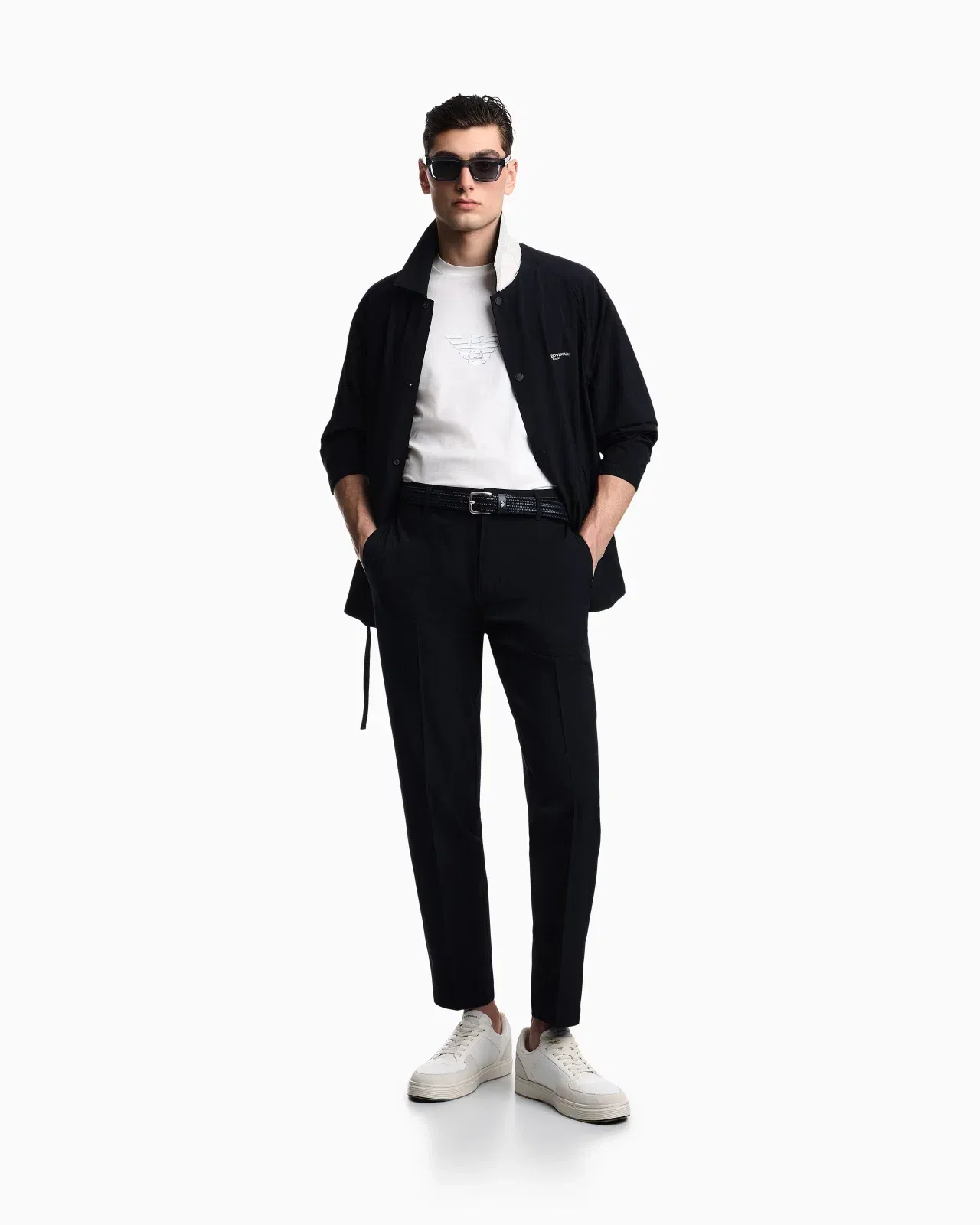 Emporio Armani Nylon viscose blend trousers