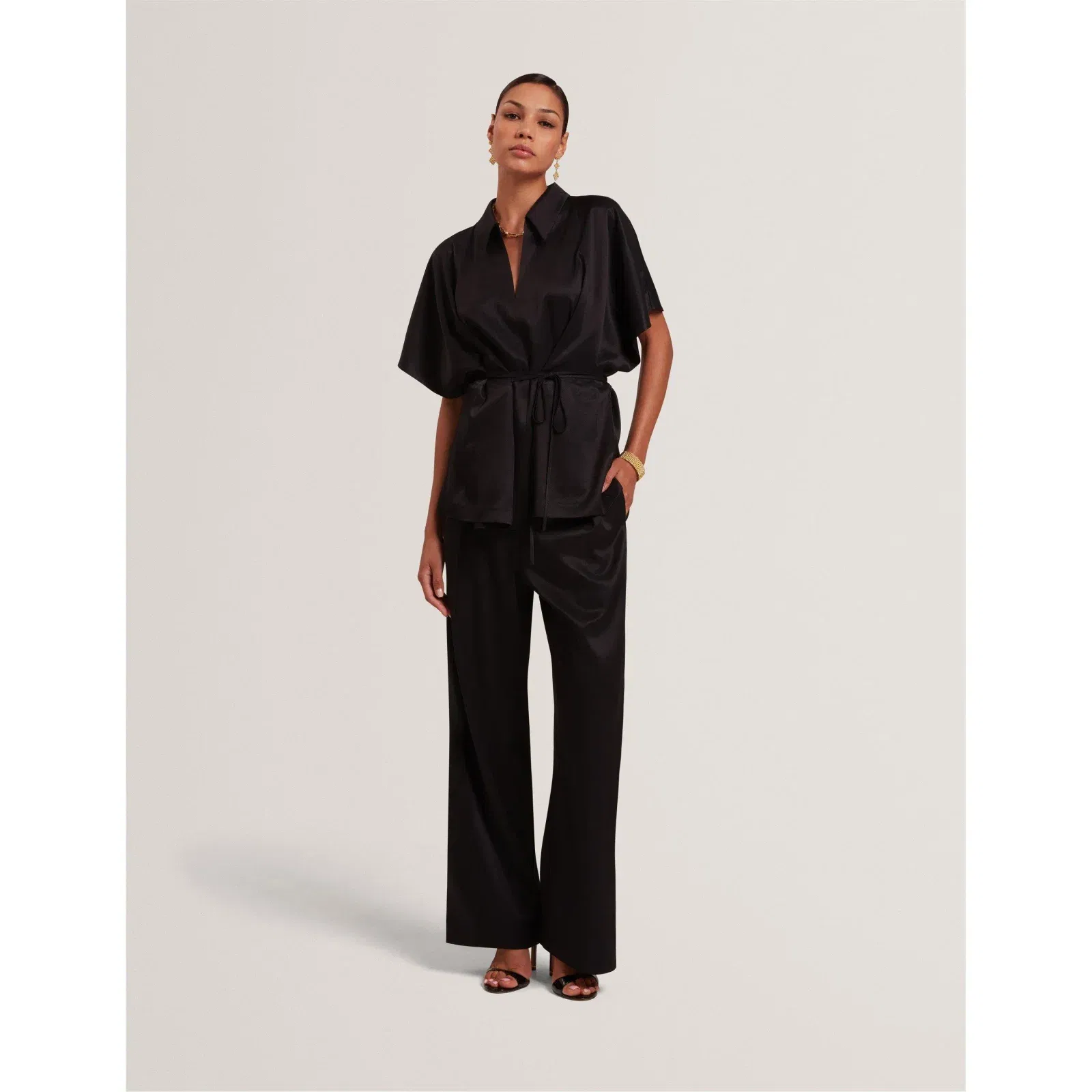 Elastic Back Straight Leg Trousers