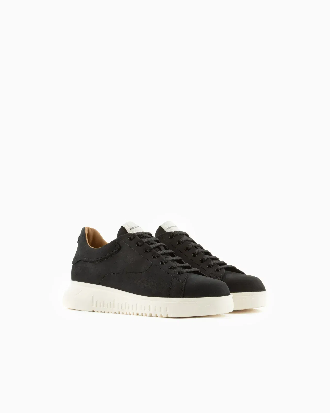 Emporio Armani Sneaker With Knurled Soles In Nubuck Leather Essential Black