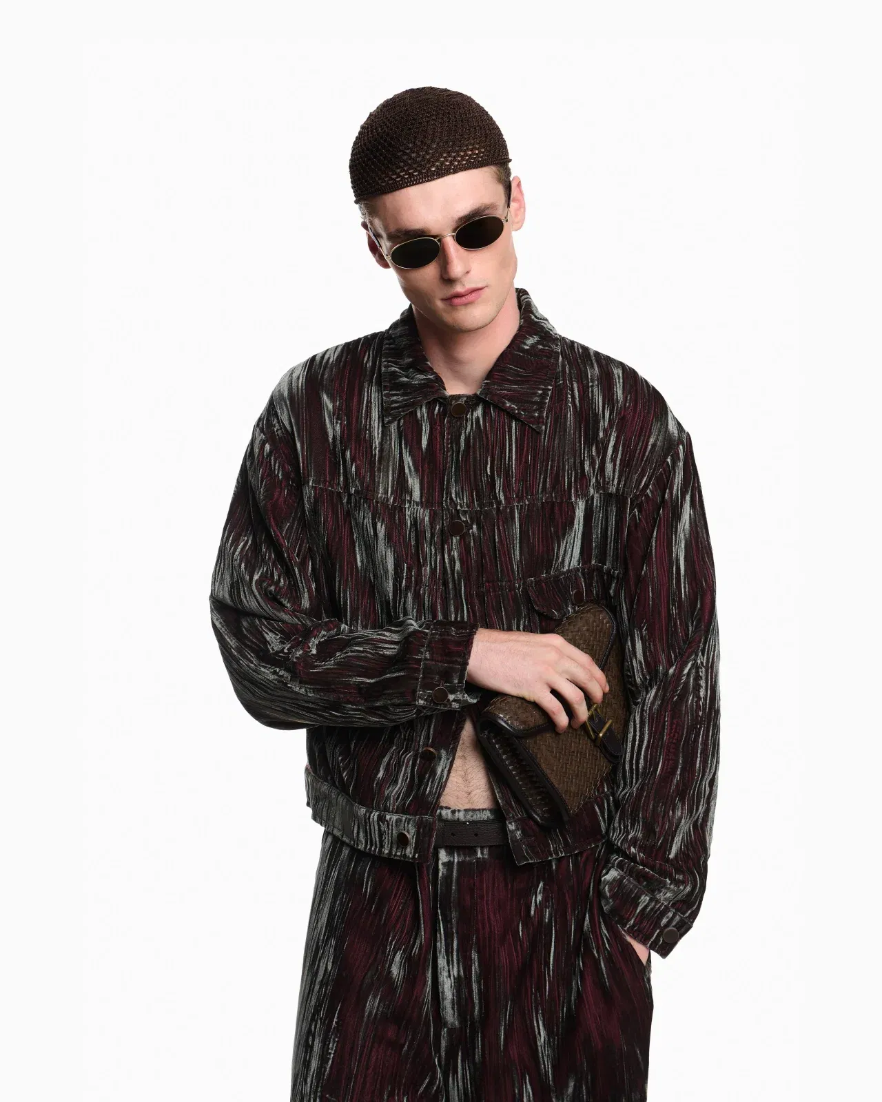 Emporio Armani Blouson in iridescent froissé velvet
