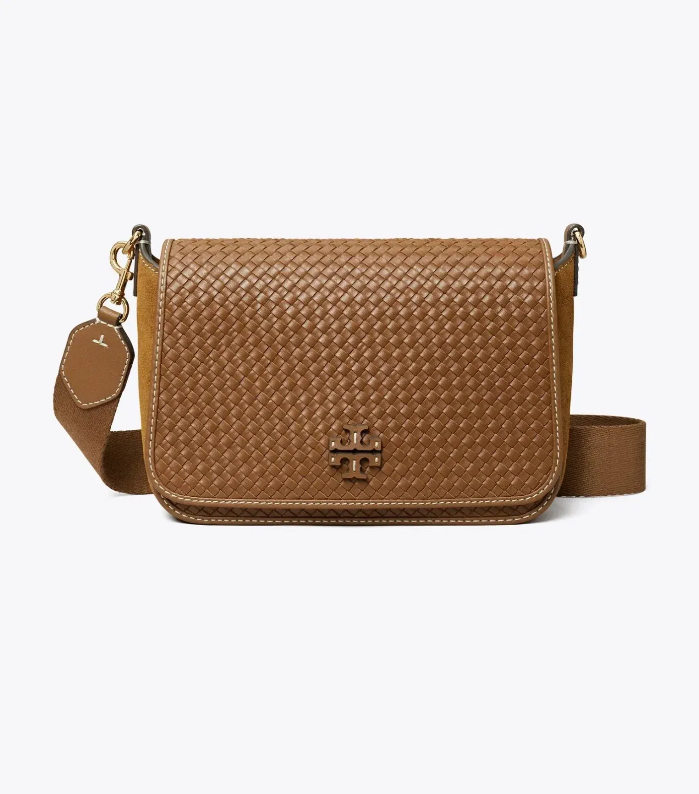 Leather Woven Flap Crossbody