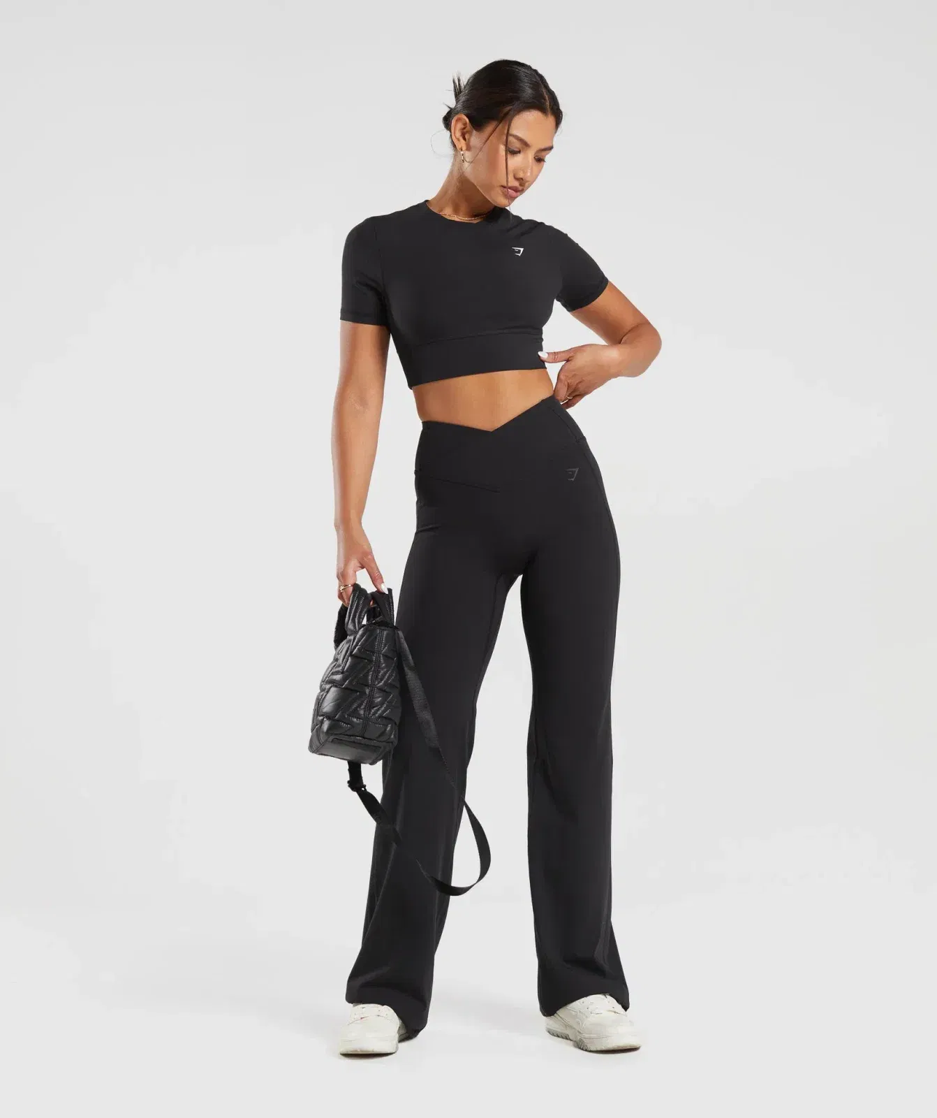 Women's Gymshark Crossover Tall Flared Leggings Black