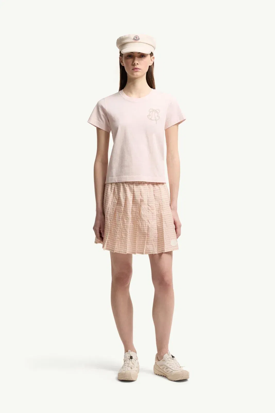 Moncler Embroidered Logo Cotton T-Shirt Light Pink Light Pink