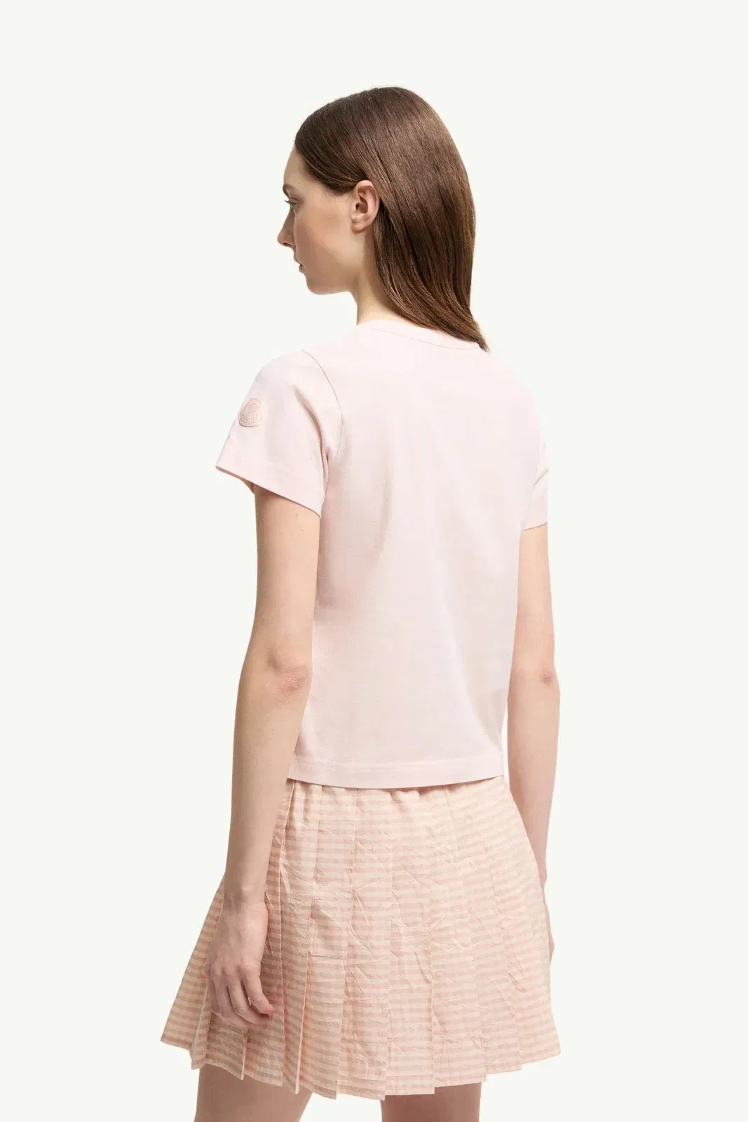 Moncler Embroidered Logo Cotton T-Shirt Light Pink Light Pink