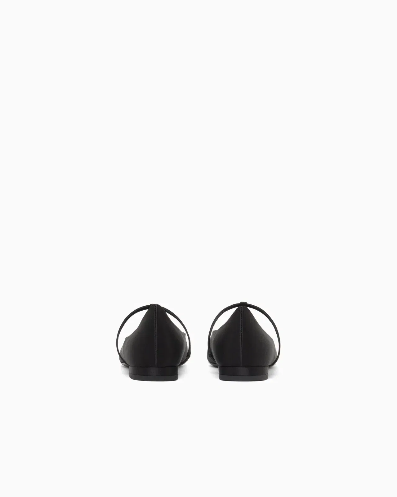 Emporio Armani Satin T-Bar Ballerinas Black