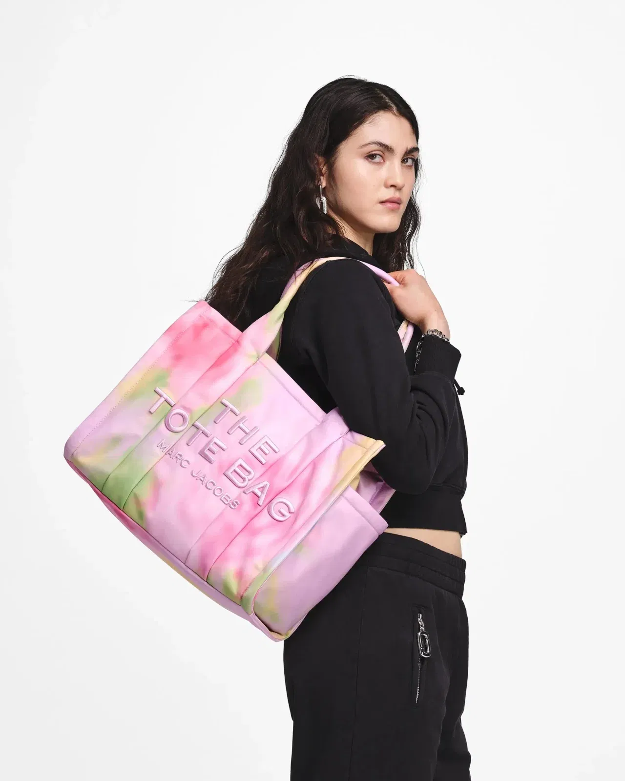 The Blurred Floral Large Puffy Nylon Tote Bag