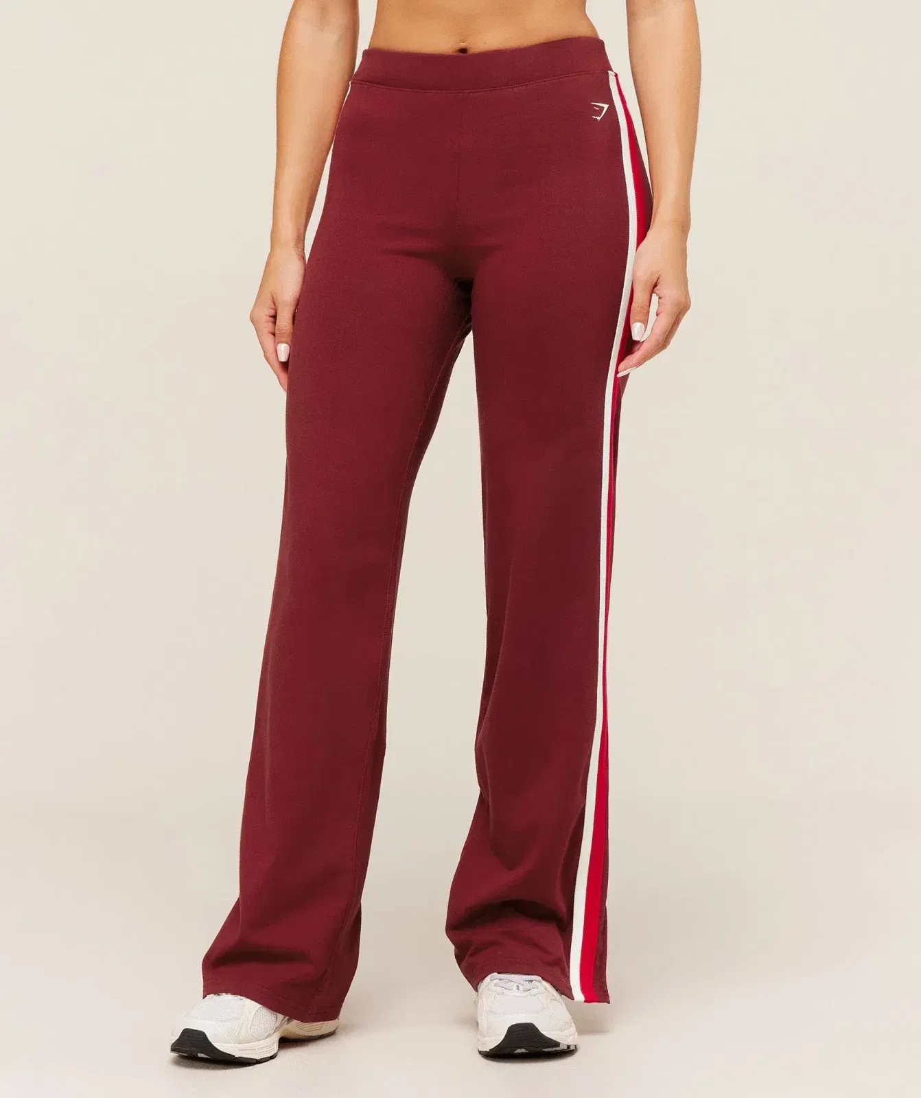 Women's Gymshark Piping Wide Leg Pants Sets Red