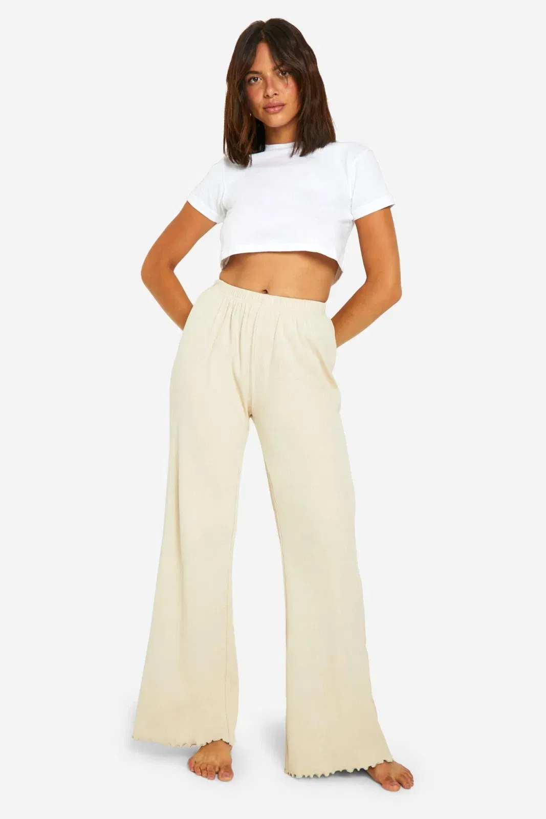 Wide Leg Rib Lounge Trouser