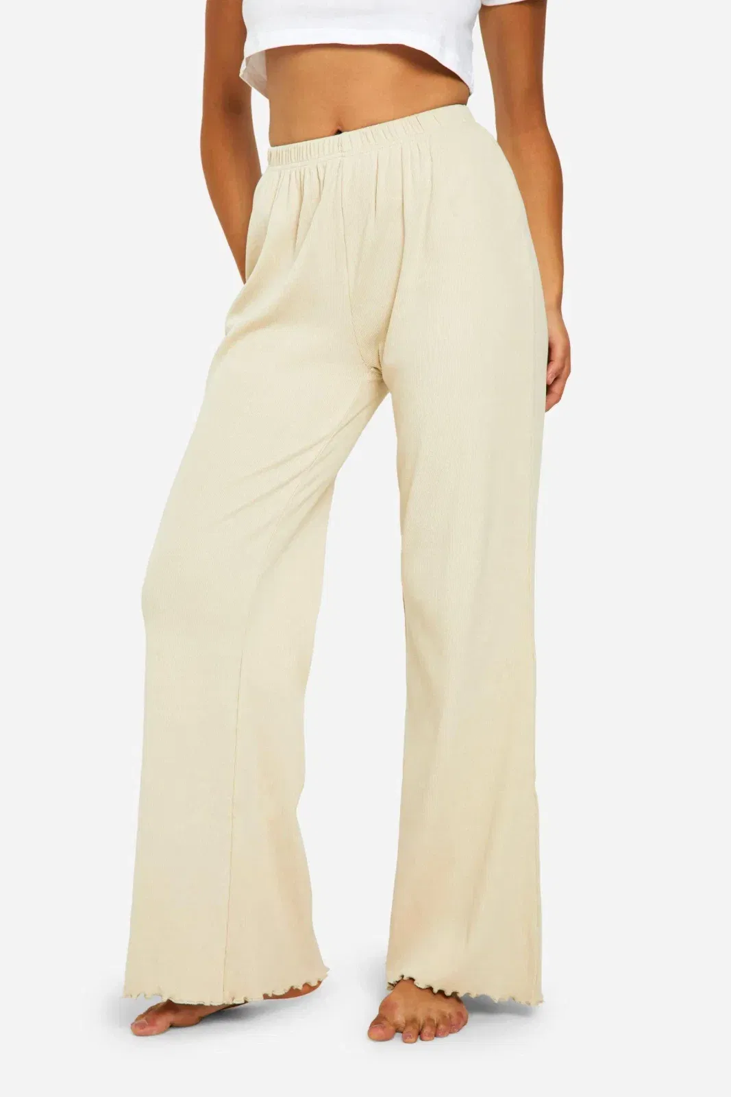 Wide Leg Rib Lounge Trouser