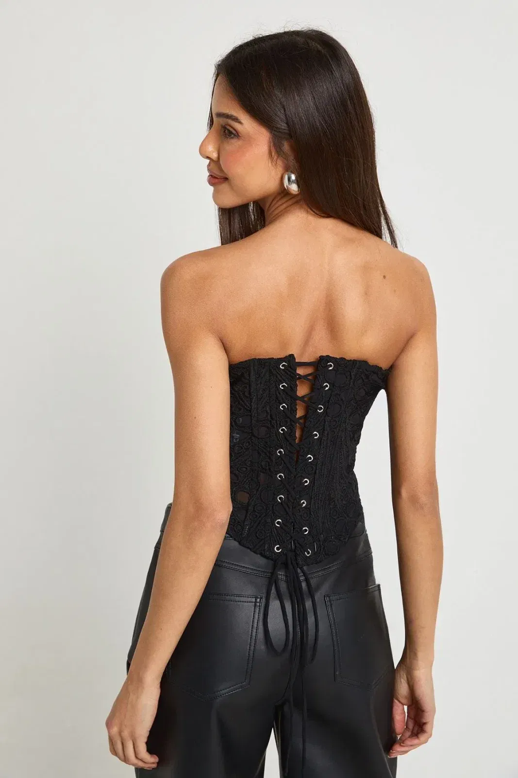 Sheer Lace Bandeau Corset Top