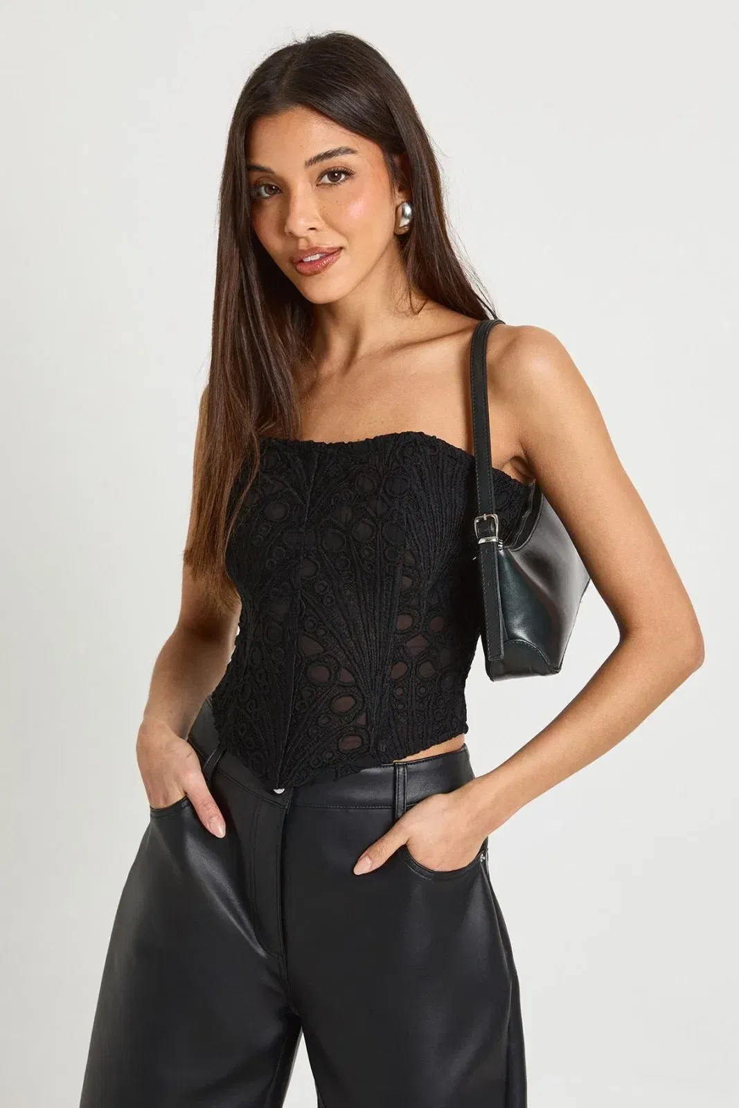 Sheer Lace Bandeau Corset Top