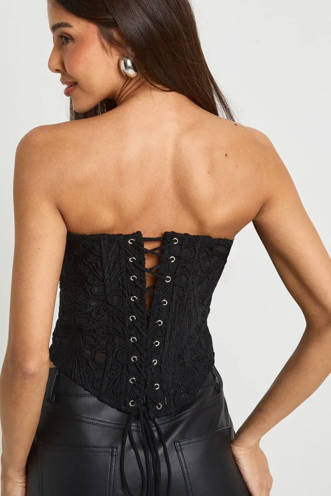 Sheer Lace Bandeau Corset Top