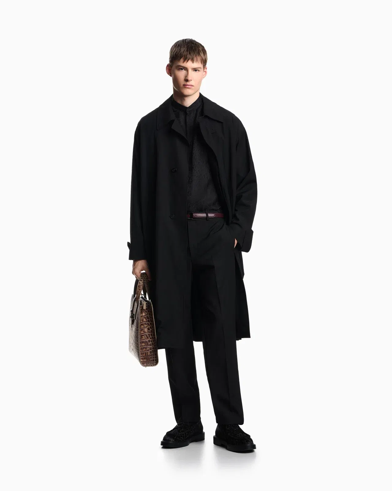 Emporio Armani Trousers with a pleat in virgin wool with a technical finish