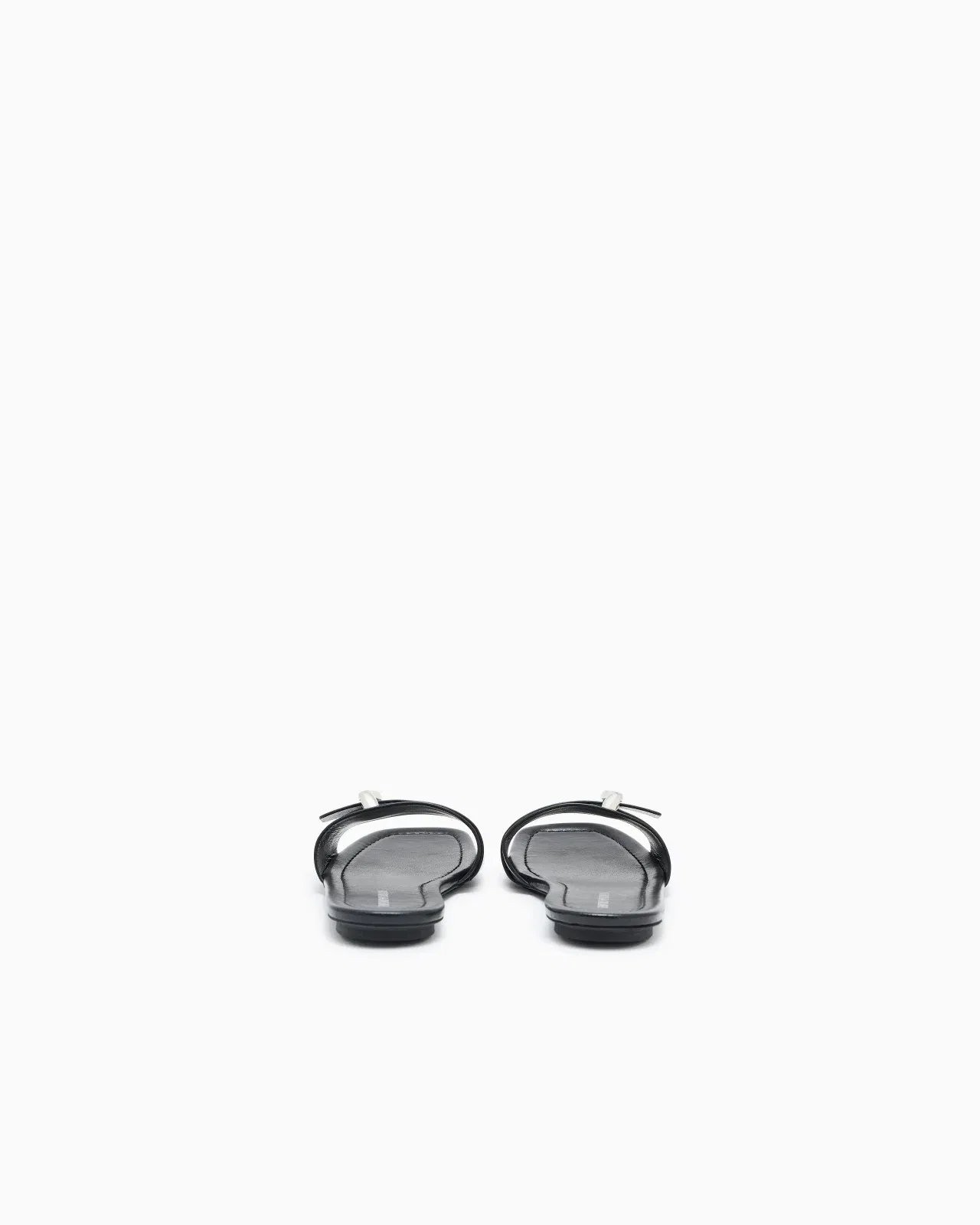 Emporio Armani Shiny Polished Leather Band Sandals Black