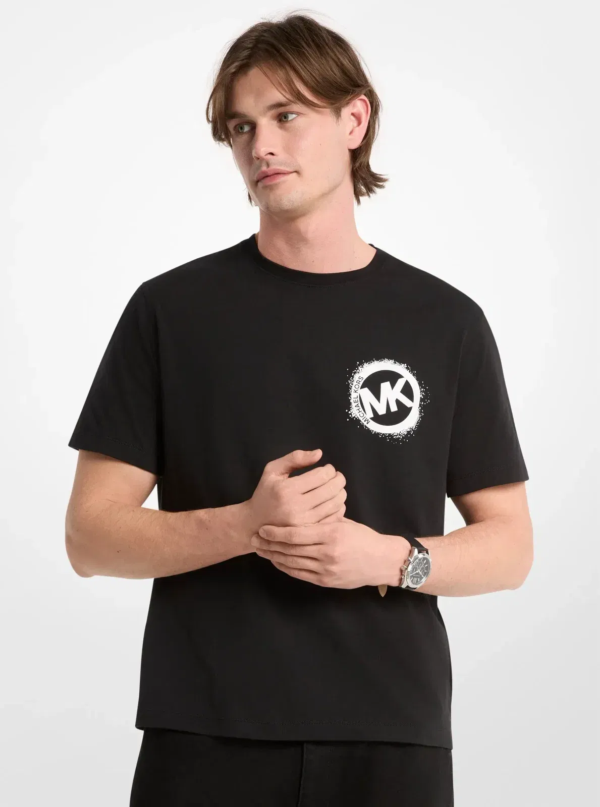 Michael Kors Graphic Logo Cotton Jersey T-Shirt BLACK