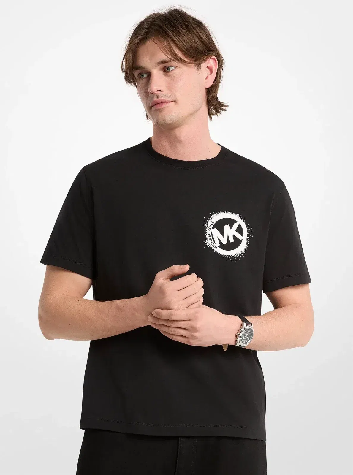 Michael Kors Graphic Logo Cotton Jersey T-Shirt BLACK
