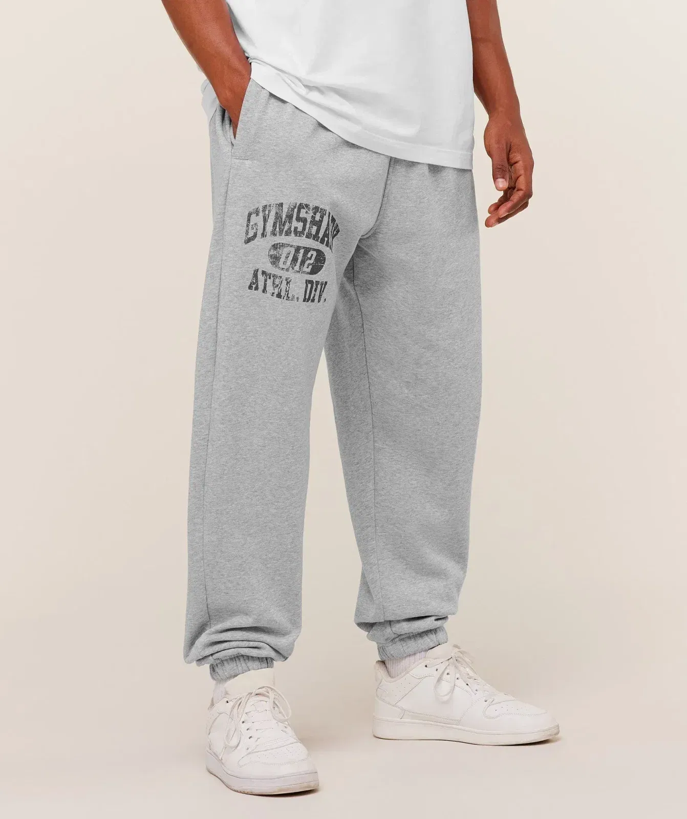 Gymshark Athletic Division Graphic Jogger - Light Grey Core Marl
