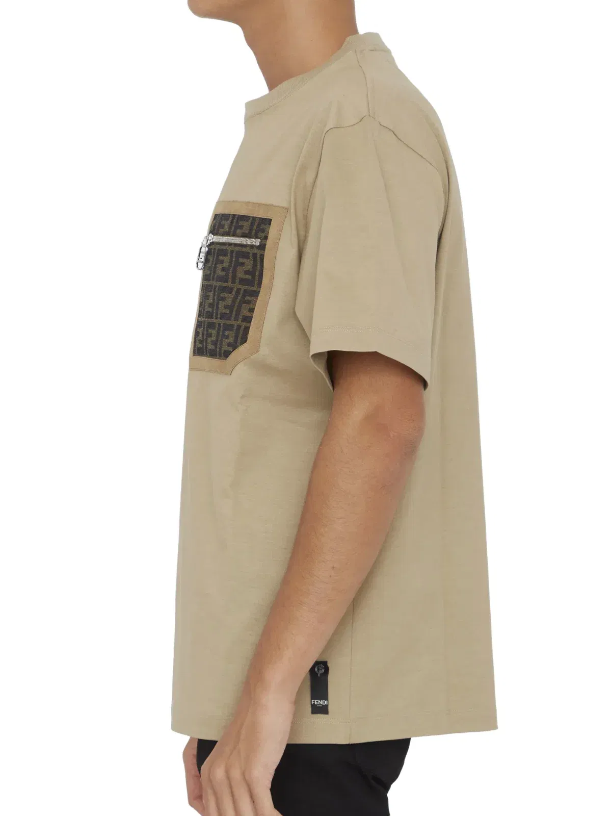 Fendi FF Monogram Pocket Oversized T-Shirt in Beige