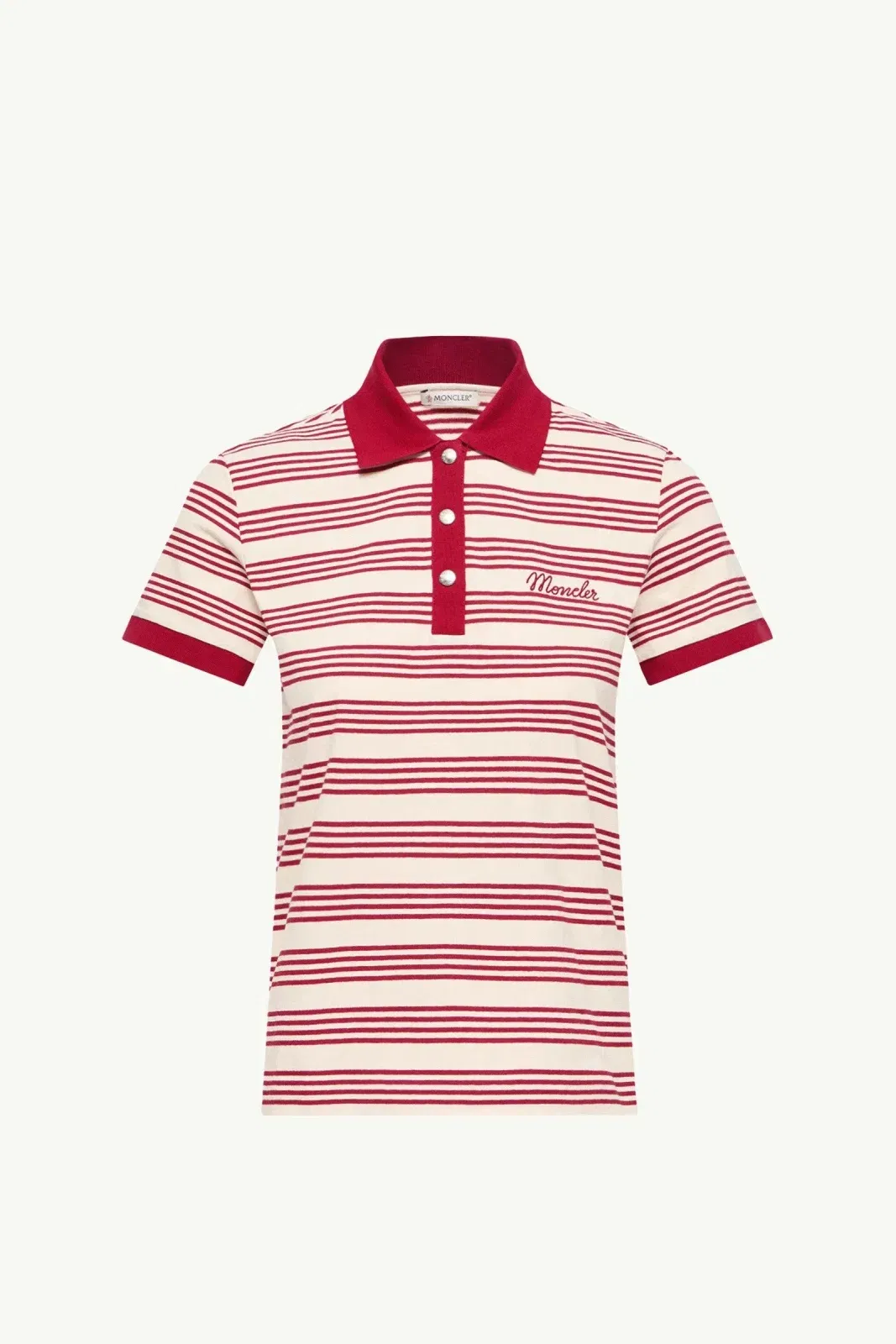 Moncler Striped Cotton Polo Shirt White & Red White & Red