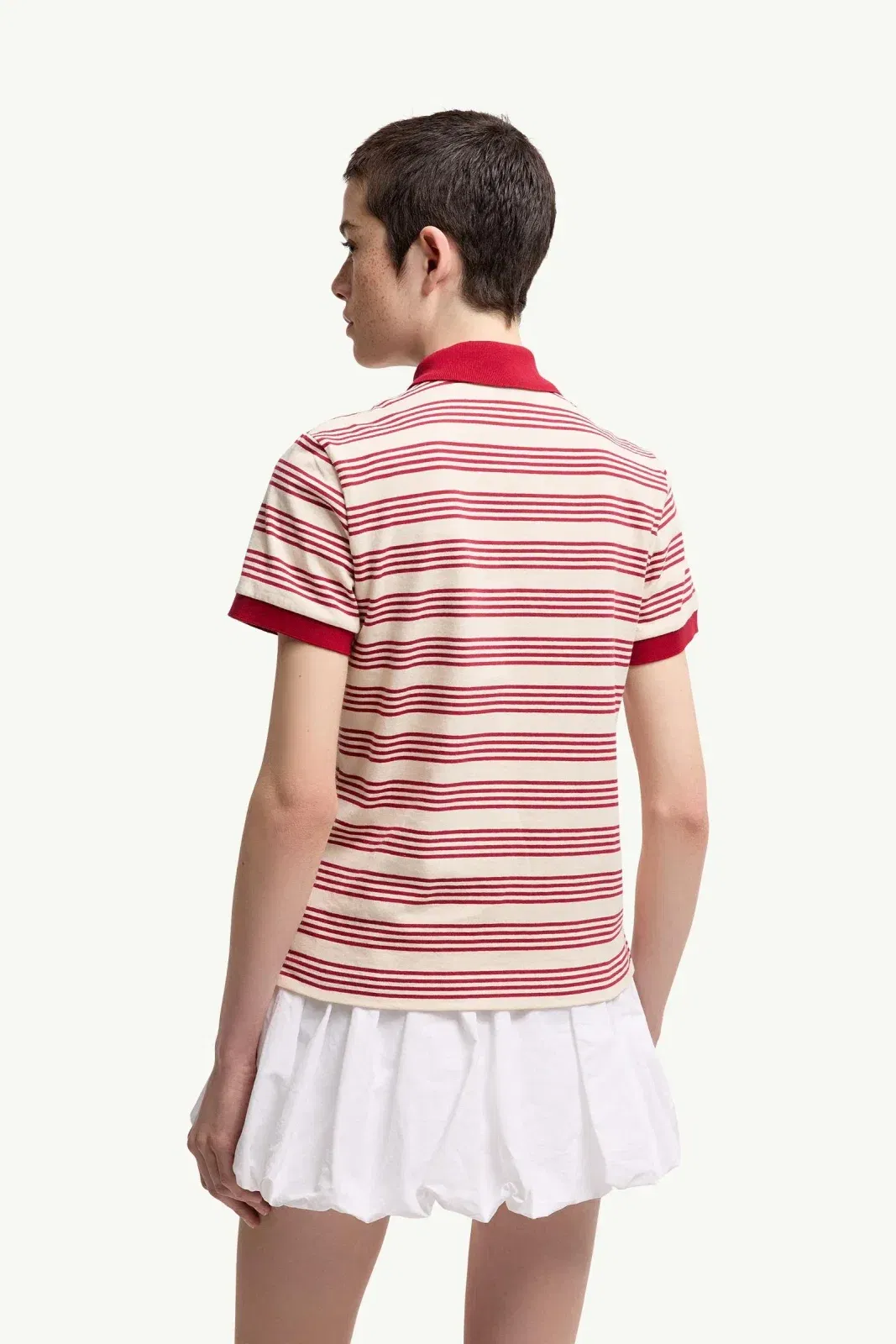 Moncler Striped Cotton Polo Shirt White & Red White & Red