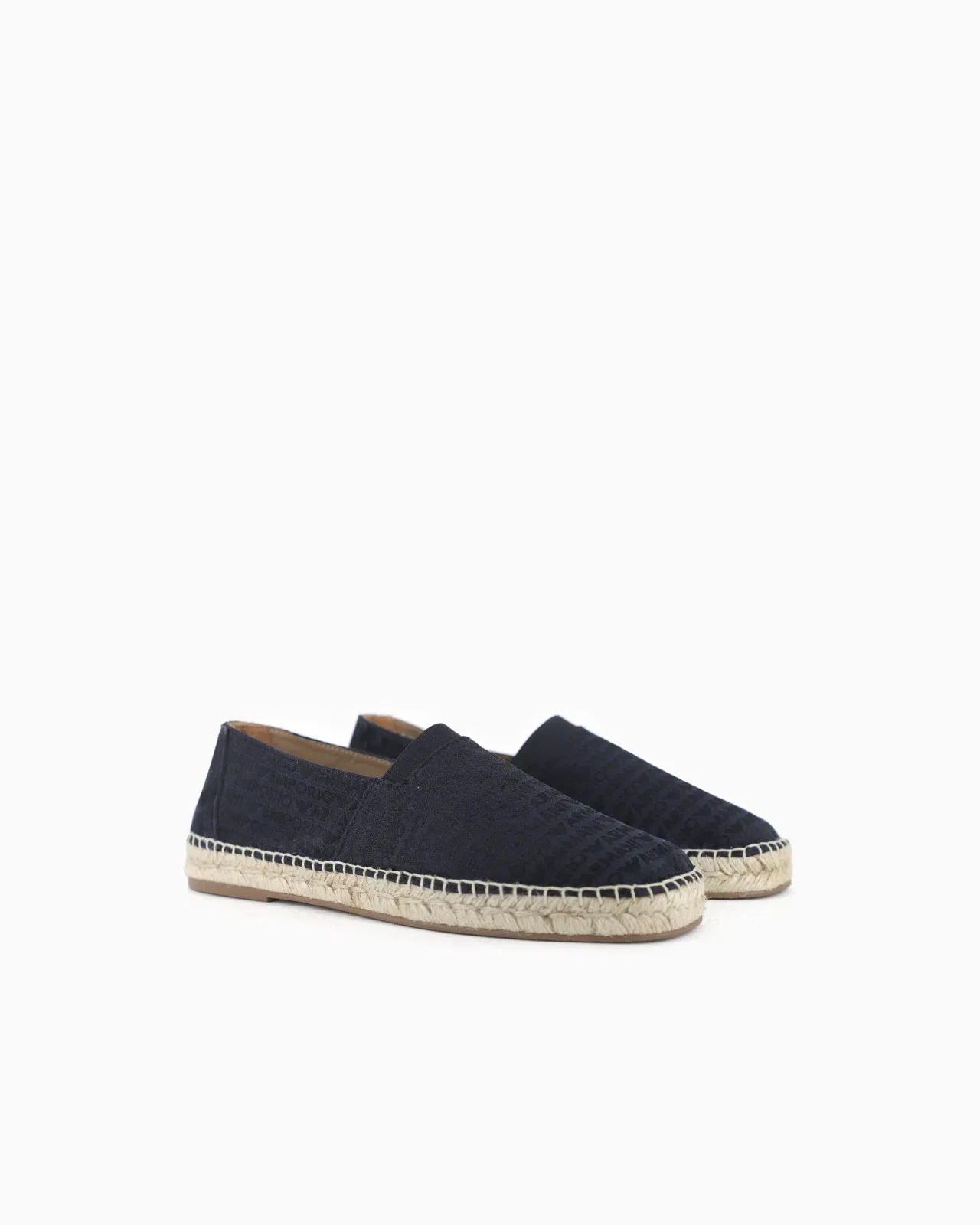 Emporio Armani Jacquard Espadrilles With All-Over Logo Lettering Blue