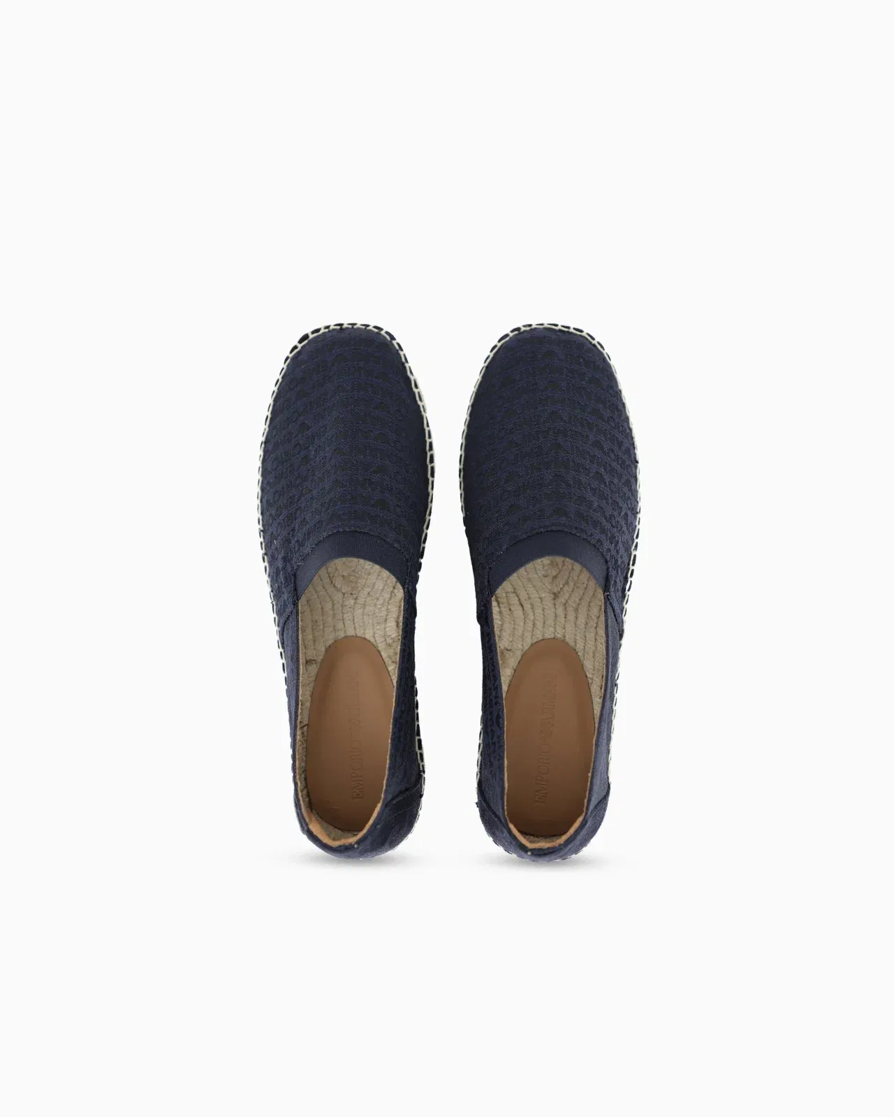 Emporio Armani Jacquard Espadrilles With All-Over Logo Lettering Blue