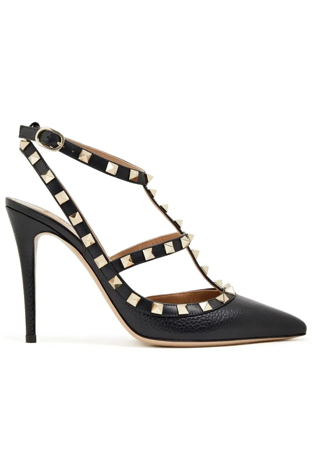 Valentino Garavani Rockstud Pebbled-Leather Pumps Black Women's