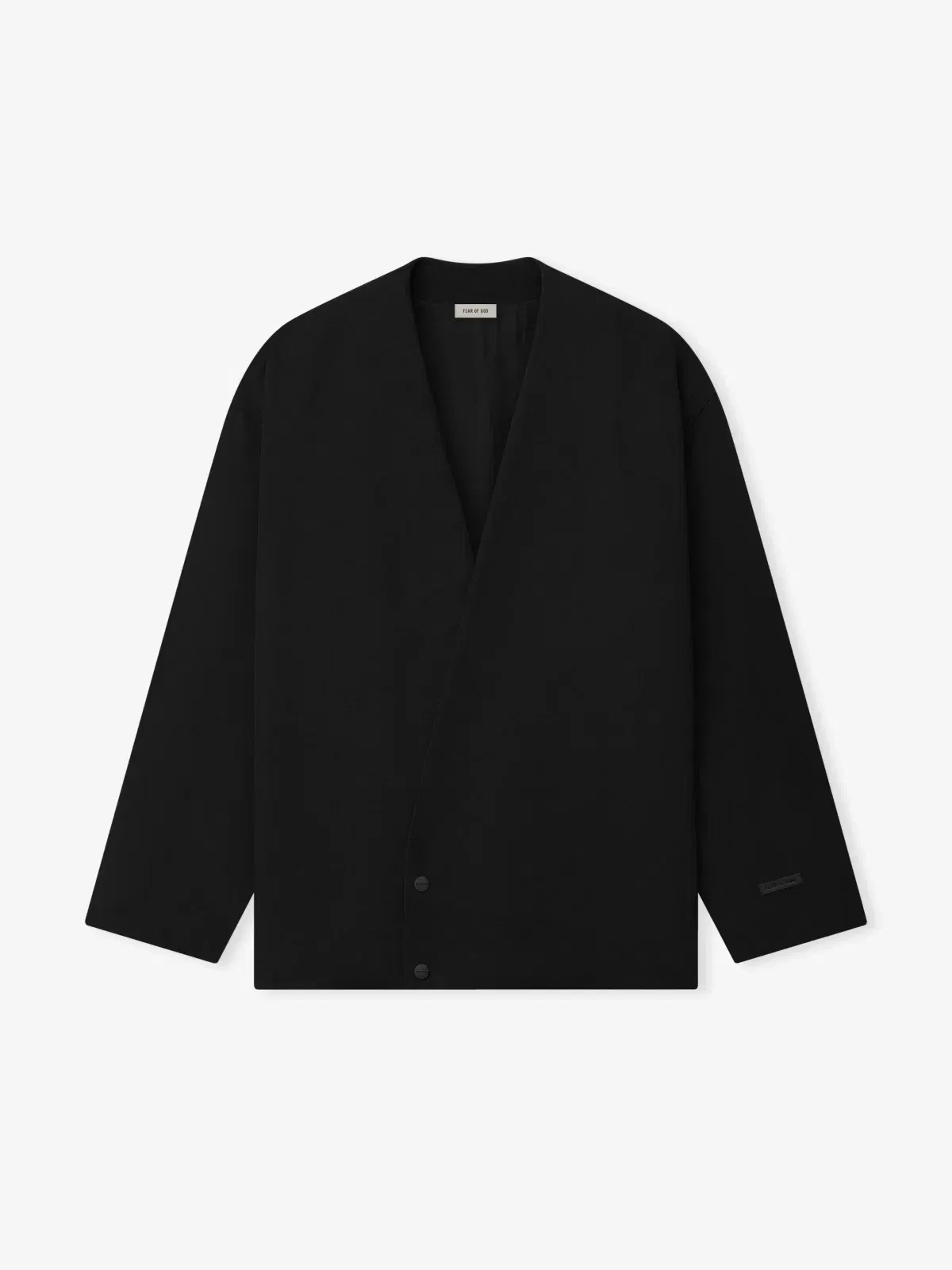 Essentials Wool Ripstop Relaxed Cropped Lapelless Jacket Black