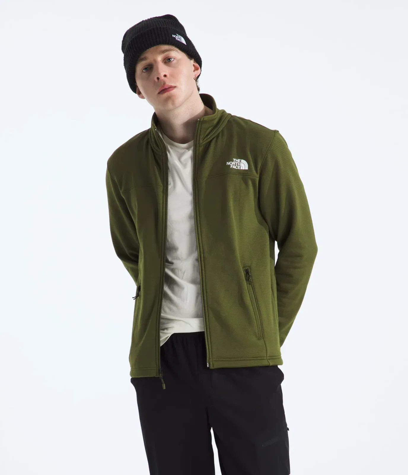 The North Face Men’s Cedar Trail Grid Fleece Full-Zip Jacket Woodland Green
