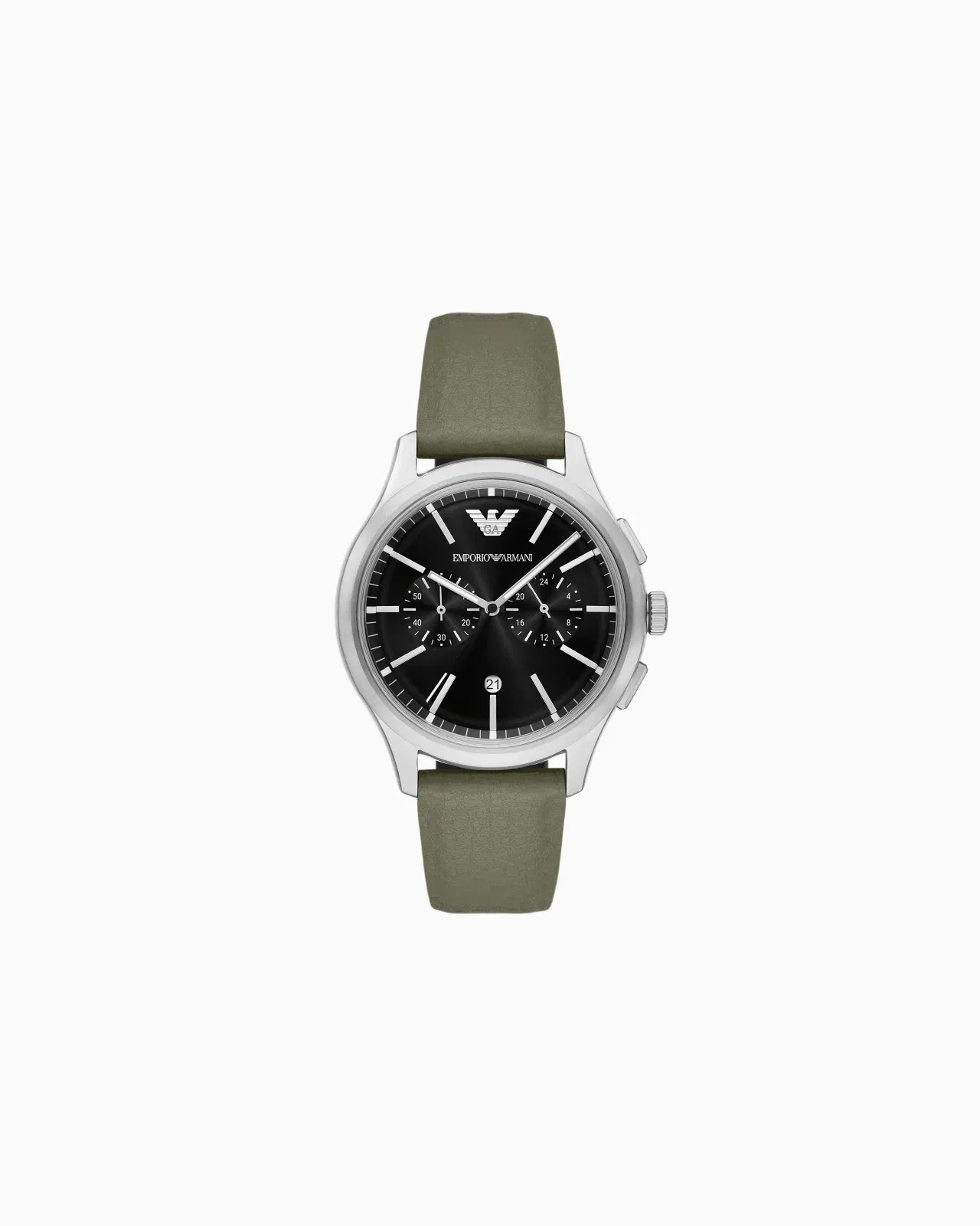 Emporio Armani Chronograph Green Leather Strap Watch