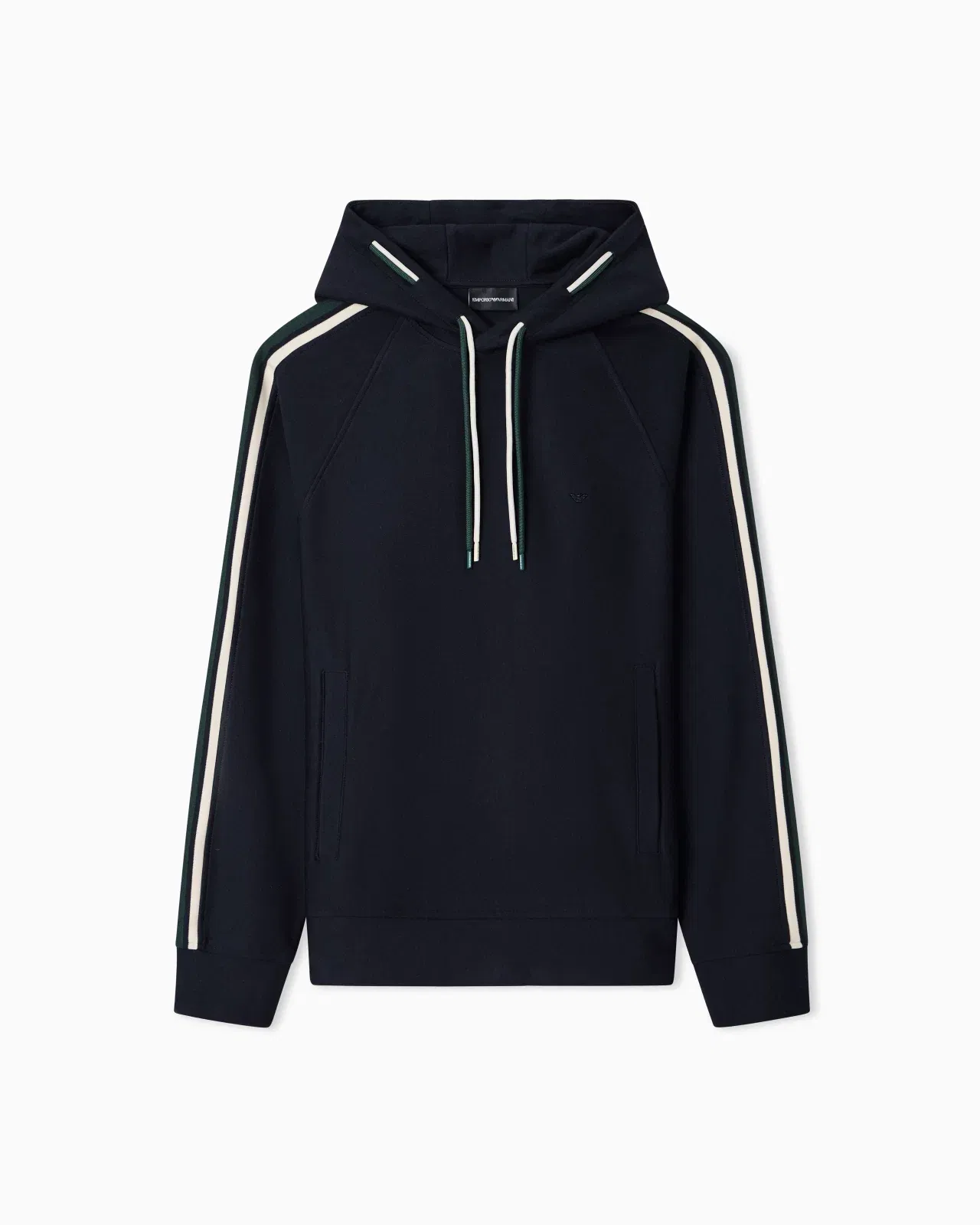 Emporio Armani Hooded sweatshirt in a Lyocell blend double jersey with stripes
