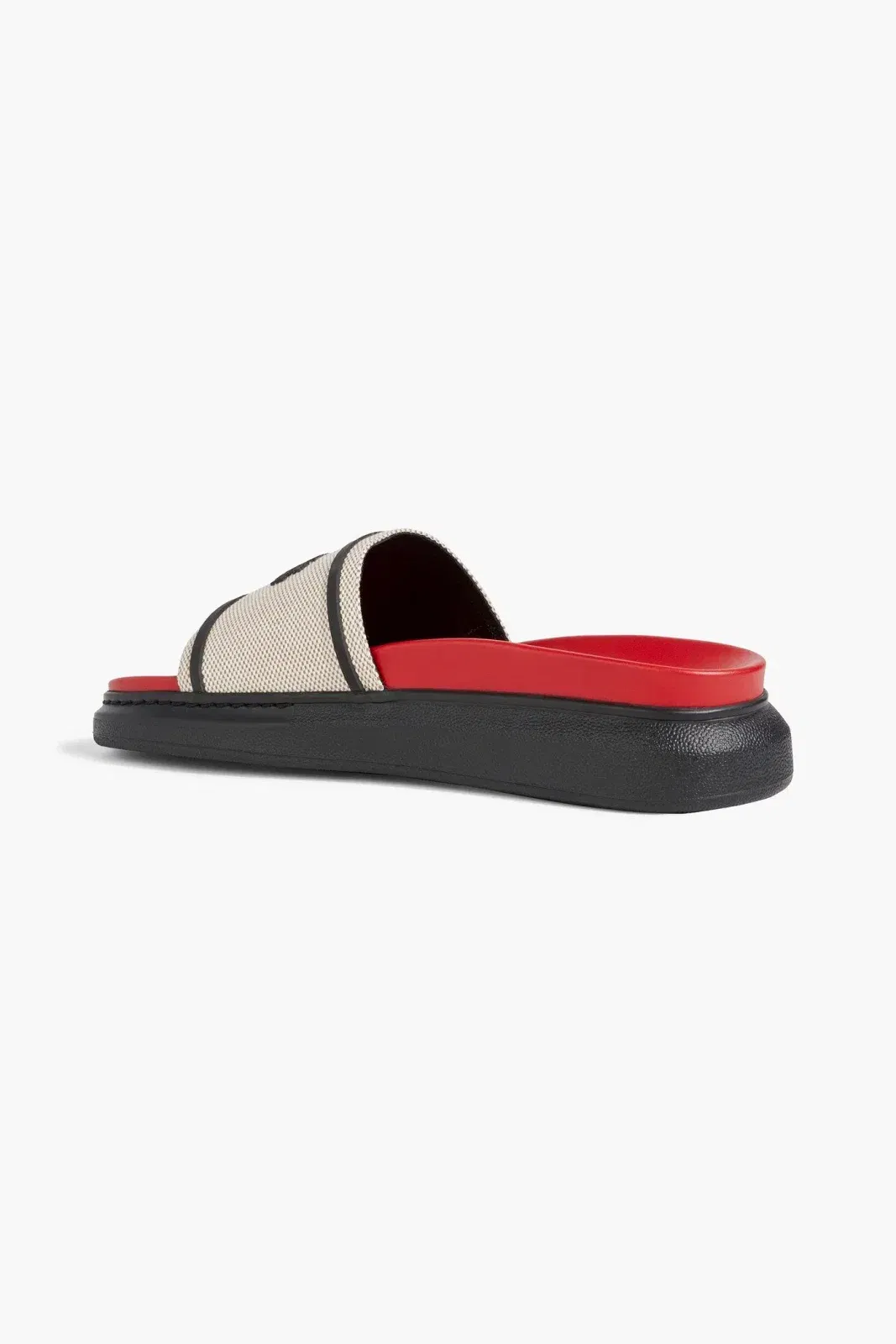 Mcqueen Hybrid Logo-Embellished Canvas Slides Beige Women's