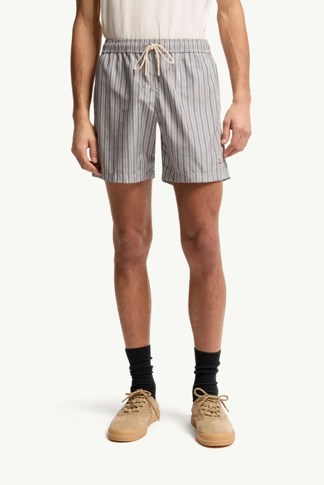 Moncler Striped Swim Shorts White & Blue White & Blue