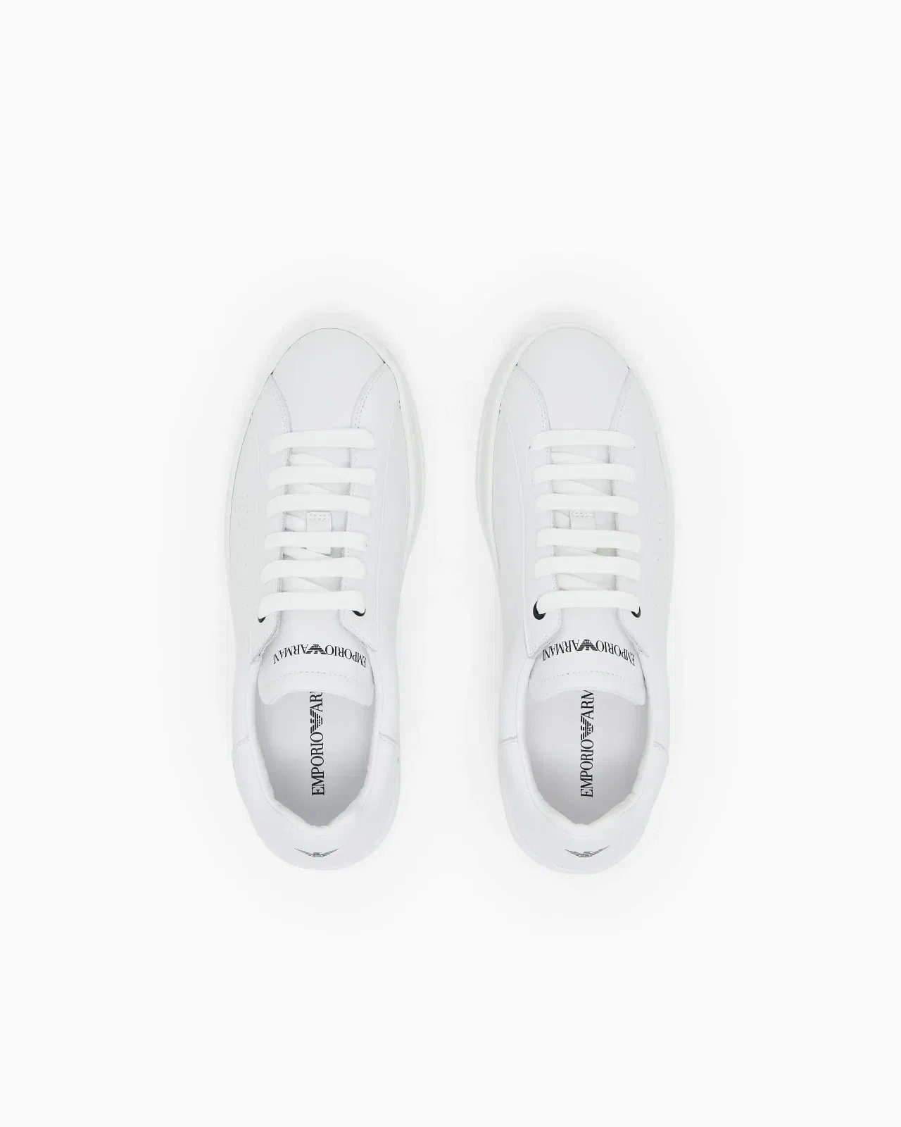 Emporio Armani Leather Sneakers With Logo White