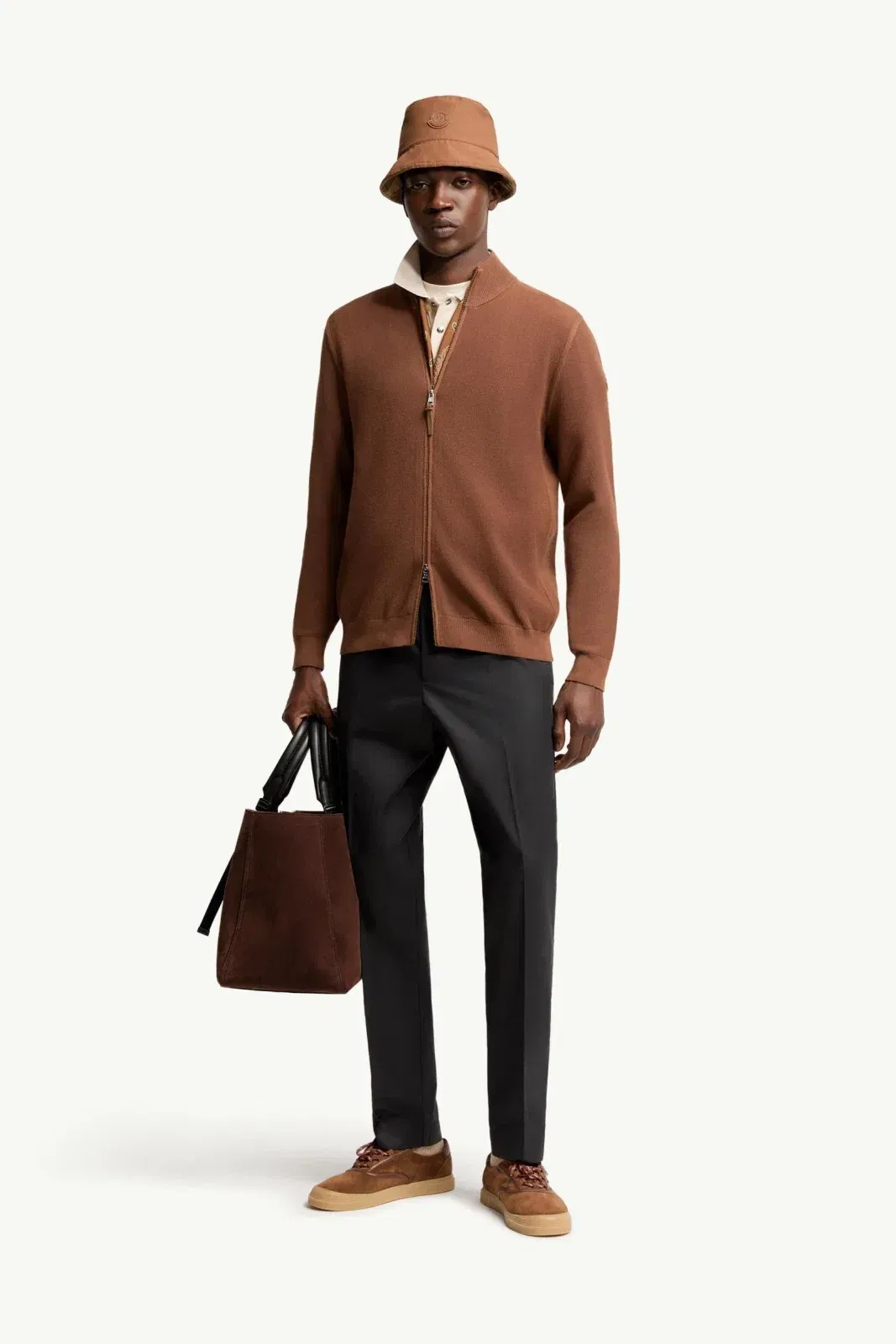 Moncler Cotton Zip-Up Cardigan Light Brown Light Brown