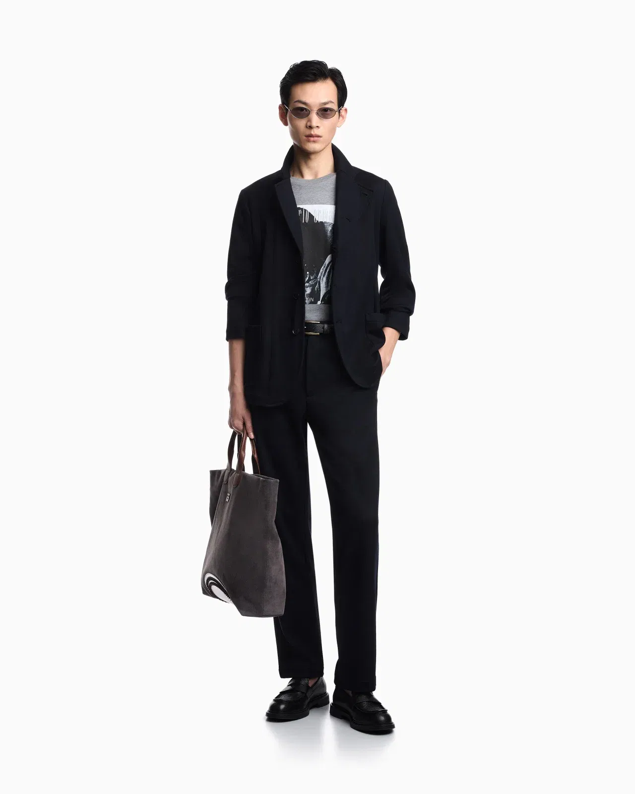Emporio Armani Icon guru-collar wool-blend jacket with off-centre fastening