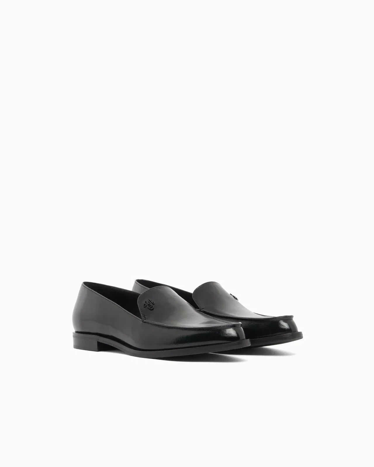 Emporio Armani Icon Shiny Polished Leather Loafers Black