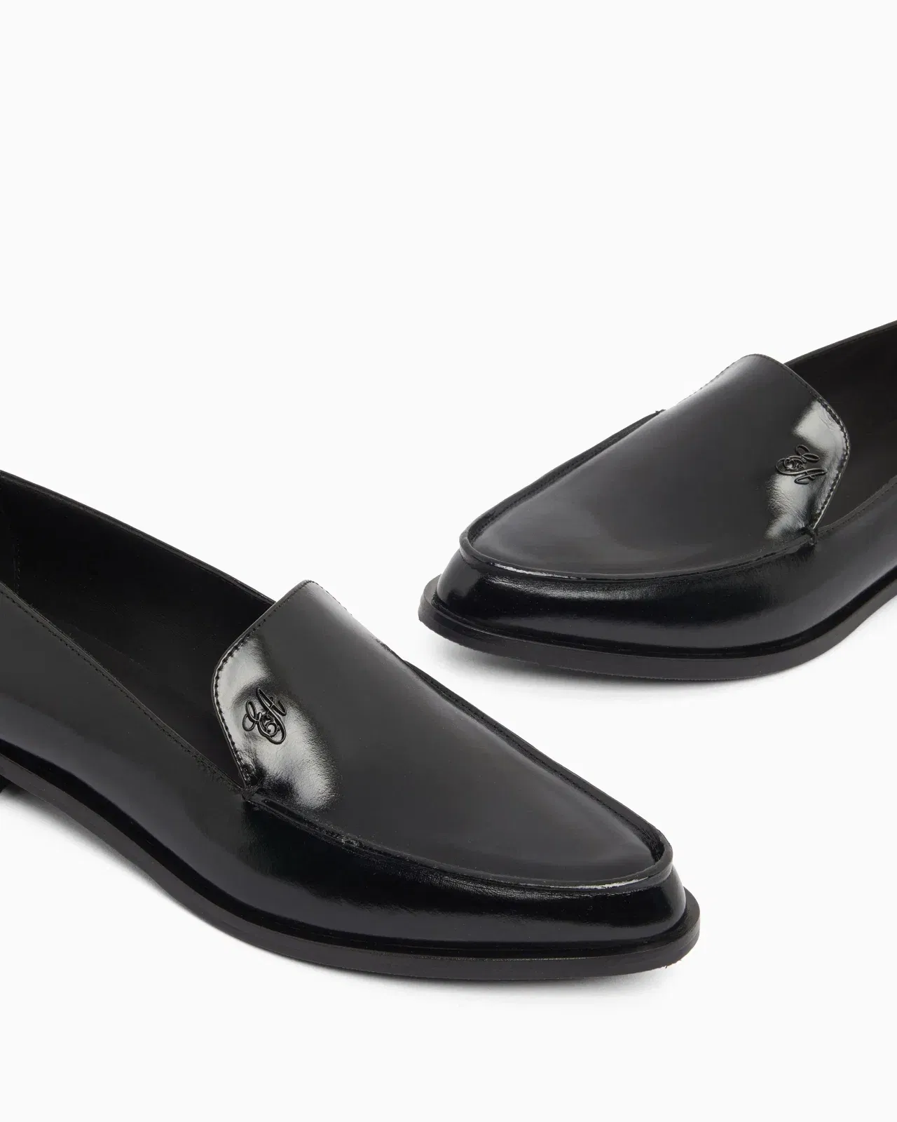 Emporio Armani Icon Shiny Polished Leather Loafers Black