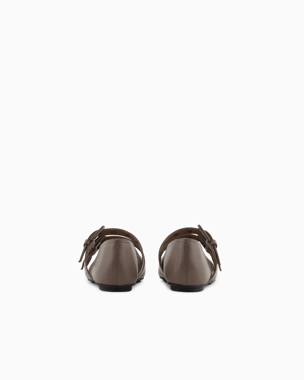 Emporio Armani Nappa-Leather Square-Toed Ballerinas With Double Strap Brown