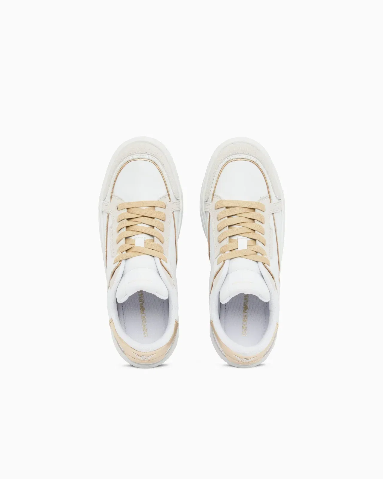 Emporio Armani Leather Sneakers With Gold-Coloured Details White