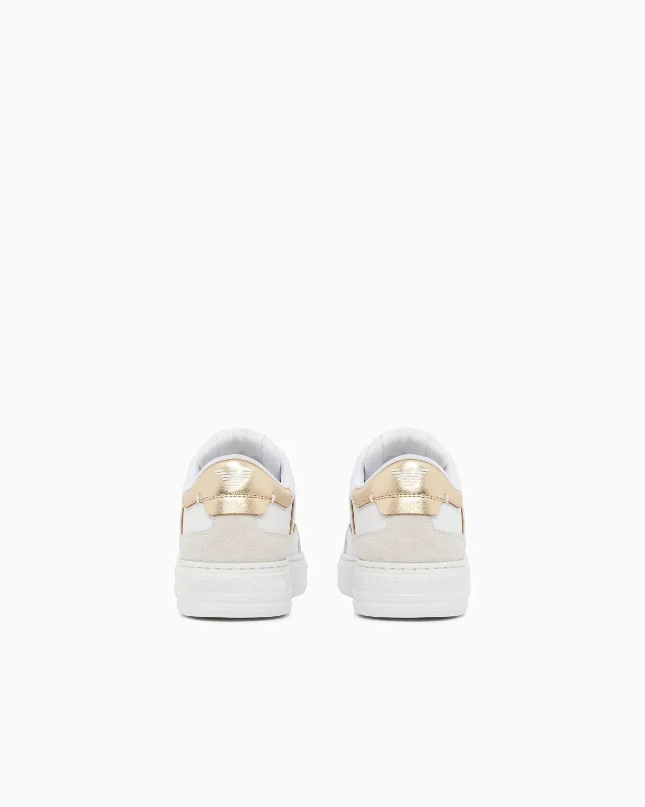 Emporio Armani Leather Sneakers With Gold-Coloured Details White