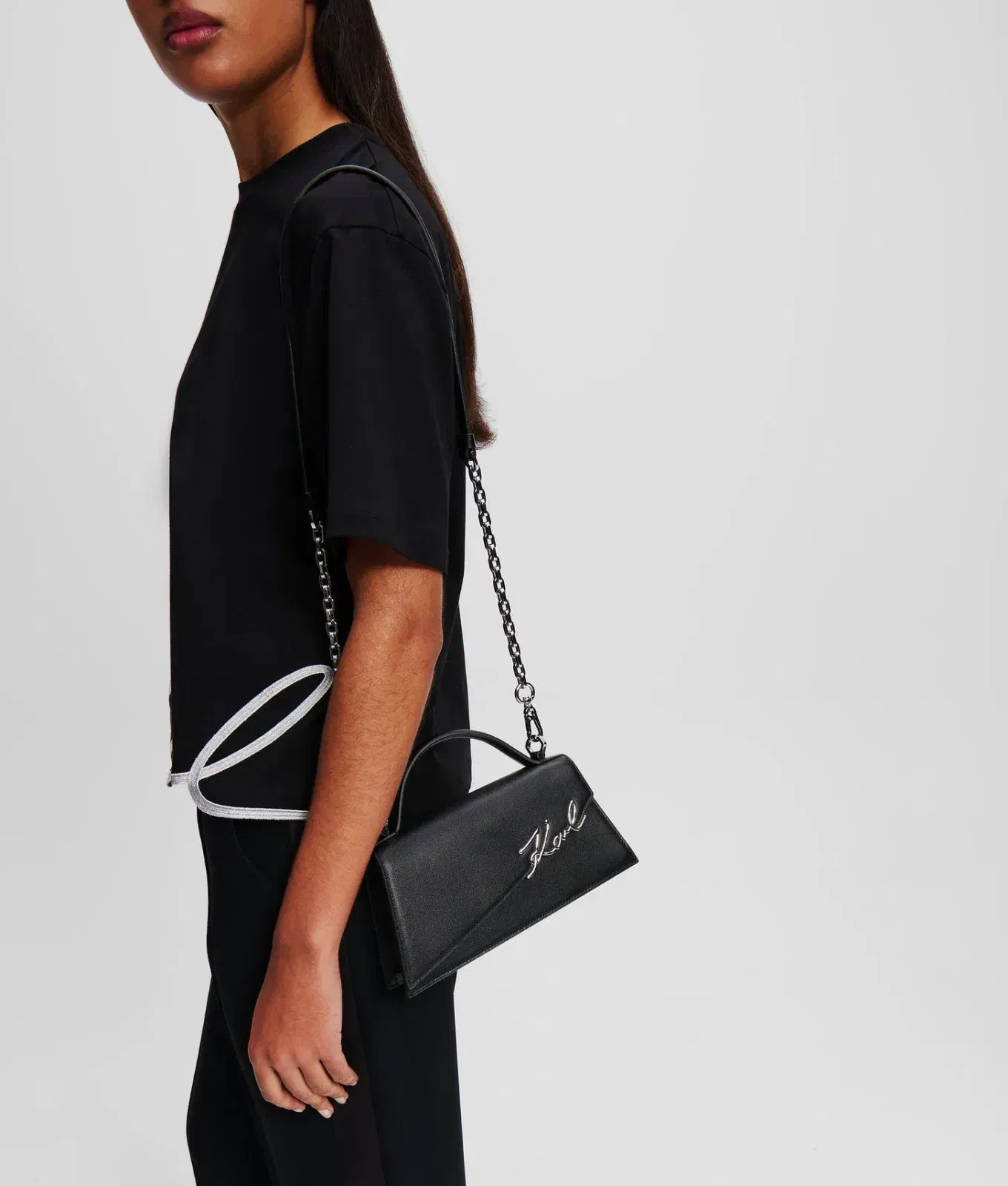 KarlLagerfeld Ksignature Slim Crossbody Bag Black-Nickel