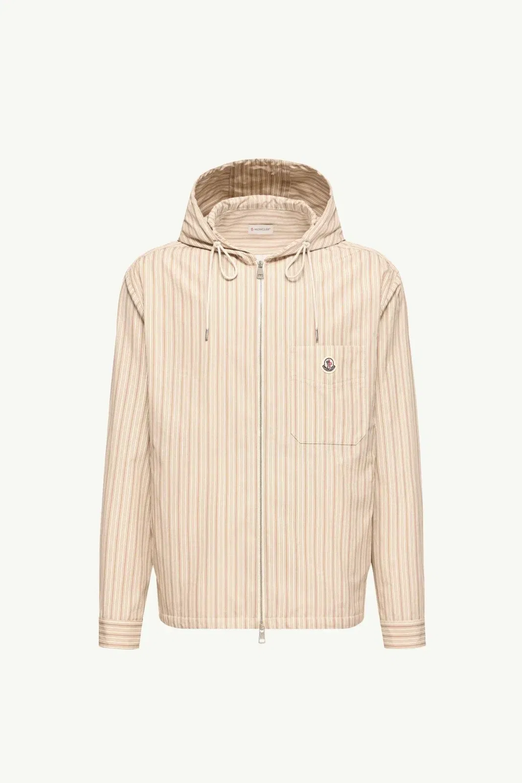 Moncler Striped Cotton Poplin Shirt Beige Beige